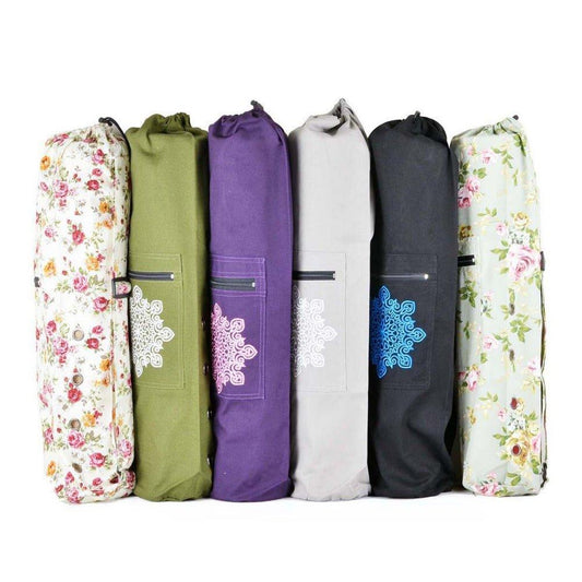 Canvas Yoga Mat Carrier Tote Bag with Ventilation Eyelets - Woosir