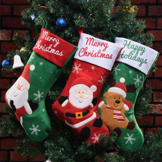Christmas Stockings Candy Bag Gift Socks Hanging Accessories (3 pack) - Woosir