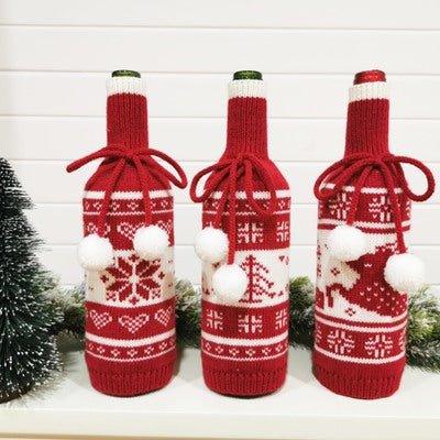Christmas Wine Bottle Cover For Party Decorations (3 Pack) - Woosir