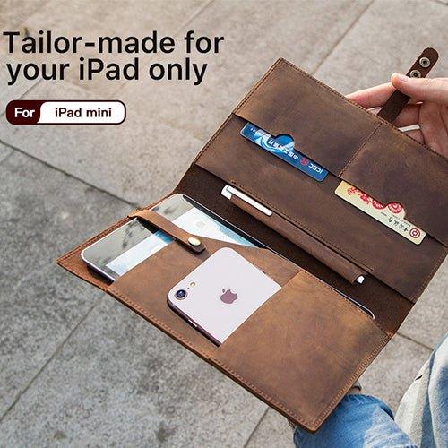 Cowhide Leather iPad Case With Pencil Holder - Woosir