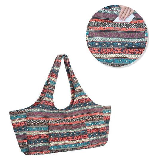 Large Bohemian Ethnic Style Print Canvas Yoga Bag - Woosir