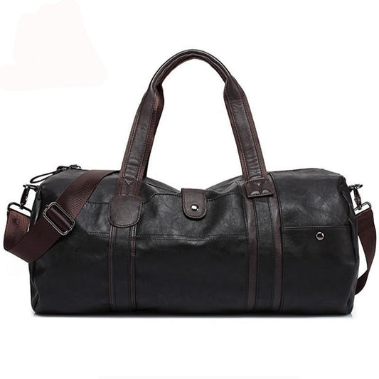 Large PU Leather Duffle Bag Travel Shoulder Handbag - Woosir