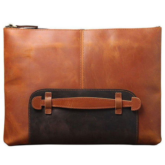 Mens Leather Clutch Bag with Wrist Strap - Woosir