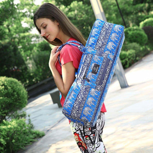 Patterned Canvas Yoga Mat Duffle Bag with Pocket - Woosir
