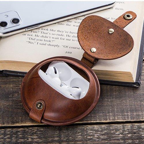 Portable Cowhide Leather Case for Airpods Pro - Woosir