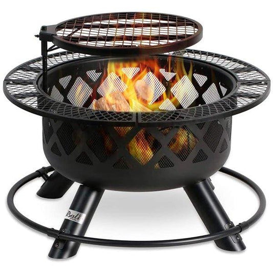 Round Wood Fire Pits With Grills 32 Inch - Woosir