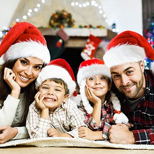Santa Hat Velvet Christmas Hats Adults Kids (3 pack) - Woosir