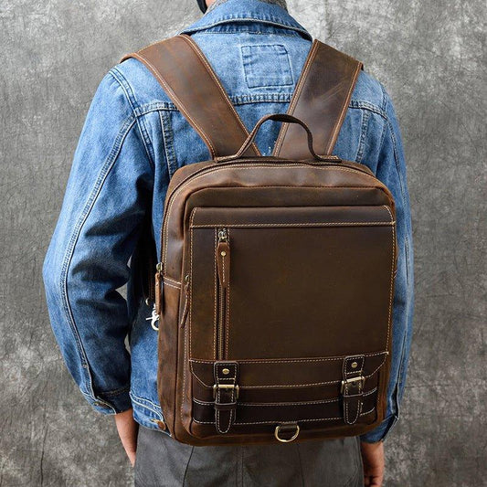 Woosir Vintage Laptop Leather Backpack Mens - Woosir