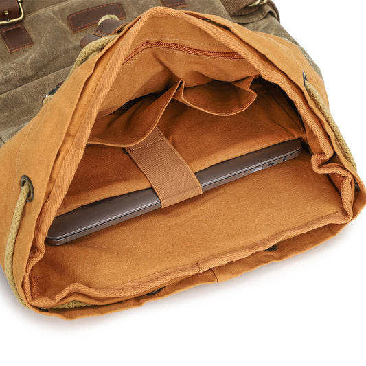 Vintage Waxed Canvas Backpack Mens with Laptop Sleeve - Woosir