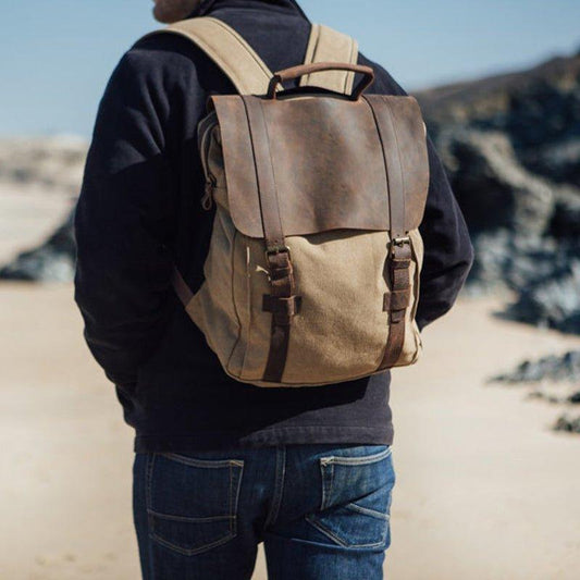 15" Canvas Backpacks Mens Women - Woosir