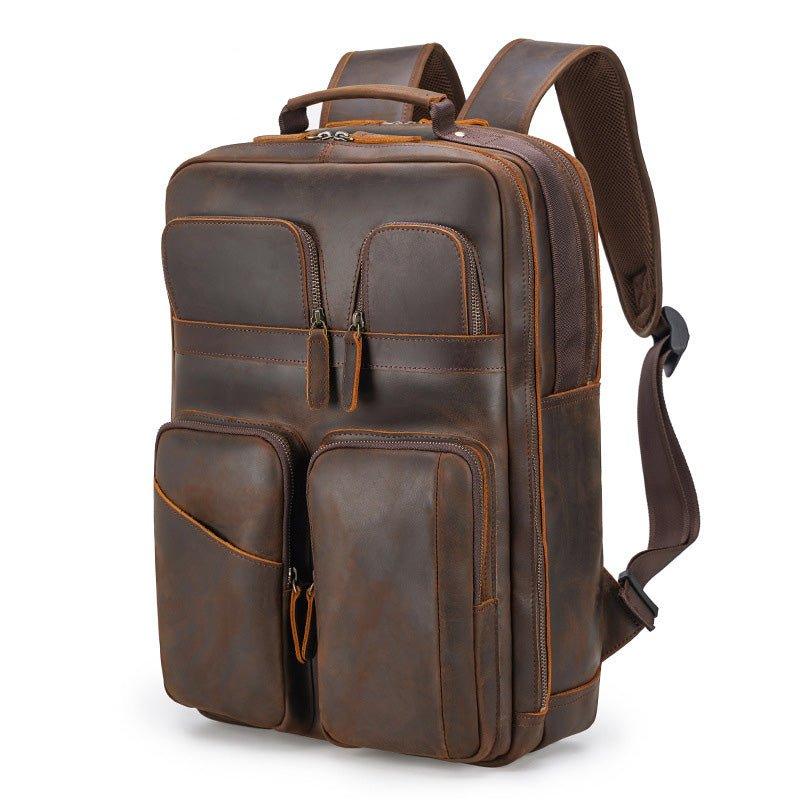 computer leather backpack Lakshigo Genuine Laptop for Men & Women, 16 Inch Vintage Brown Leather Backpack, Professional Work Bag, Travel Rucksack for Office, Business & College : Electronics Side pocket. Leather Backpack For Men |