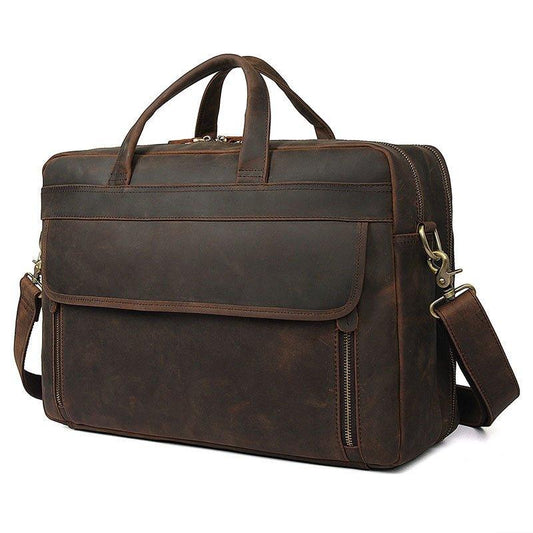 Woosir 17 Inches Vintage Leather Briefcase for Men - Woosir