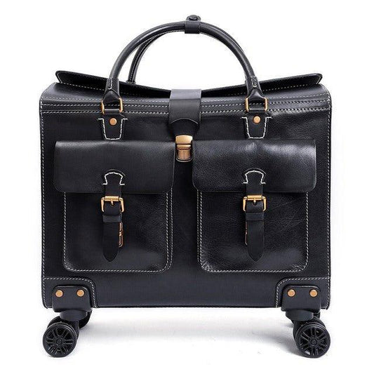 Woosir 19 Inch Travel Luggage Vintage Leather Suitcase - Woosir