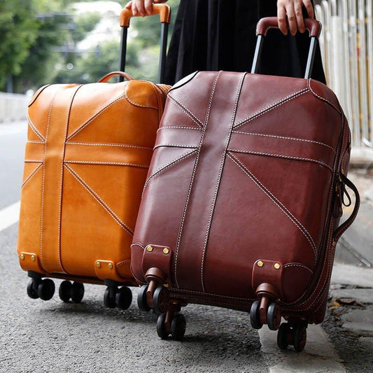 Woosir 20 Inch Cow Leather Vintage Suitcase Luggage - Woosir