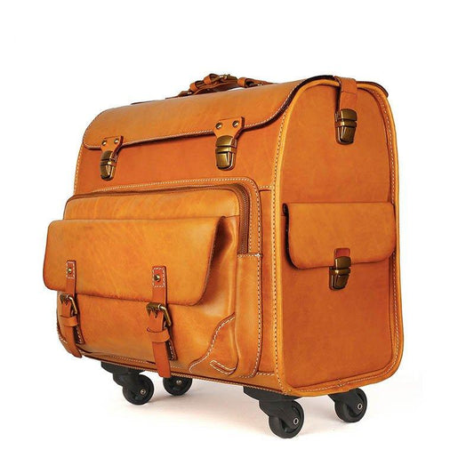 Woosir 20 Inch Luggage Vintage Leather Carry On Suitcases - Woosir