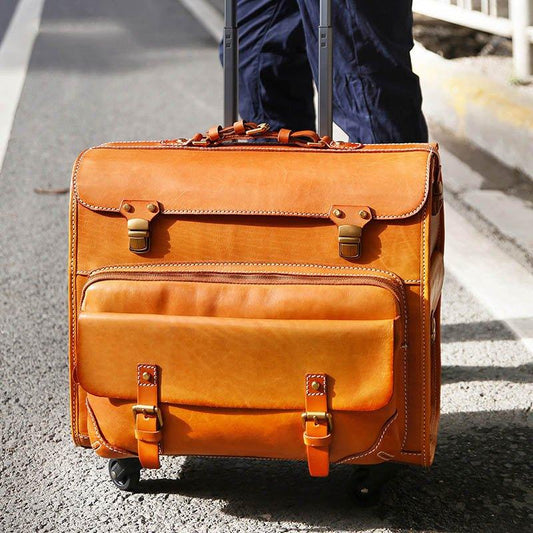 Woosir 20 Inch Luggage Vintage Leather Carry On Suitcases - Woosir