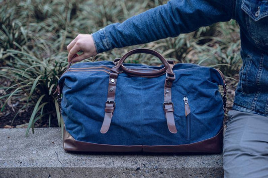 22" Large Leather Canvas Overnight Duffle Tote - Woosir