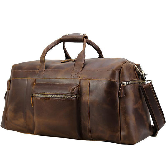 23'' Cowhide Leather Weekender Bag for Men - Woosir