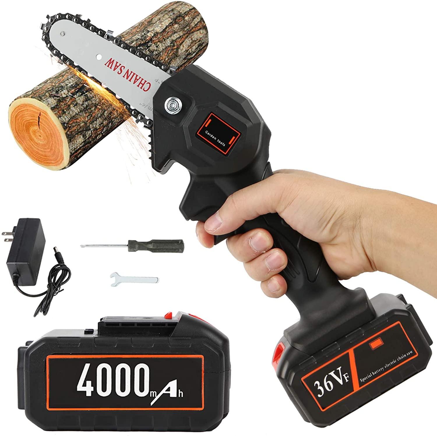 Brushless 4 Inch Cordless 21V Mini Chain Chainsaw Hand Pruning Saw Electric  Woodworking Garden Trimming Cutting Tools - AliExpress