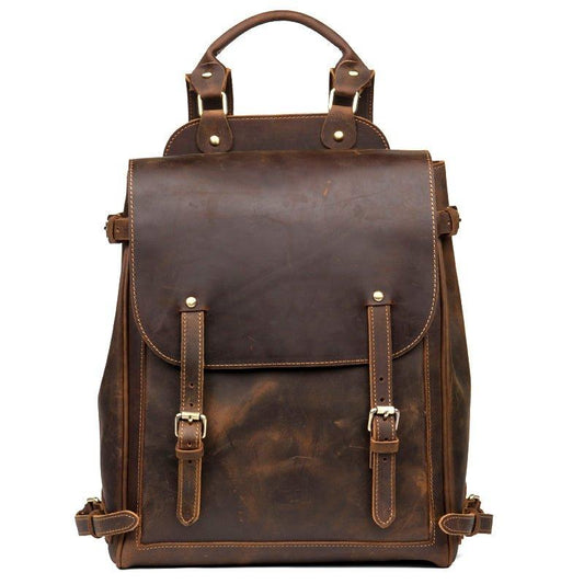 Mens Leather Handbag Backpack - Woosir
