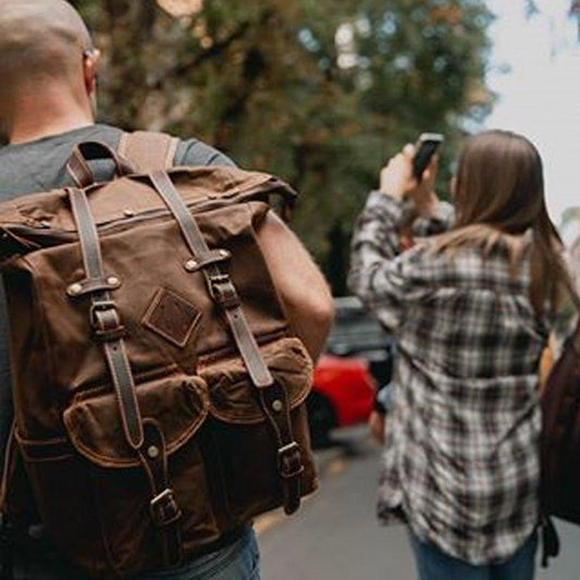 Large Vintage Backpack Rucksack Canvas Travel - Woosir