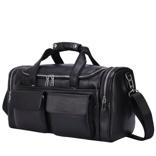 Woosir Black Leather Duffle Bag Mens - Woosir