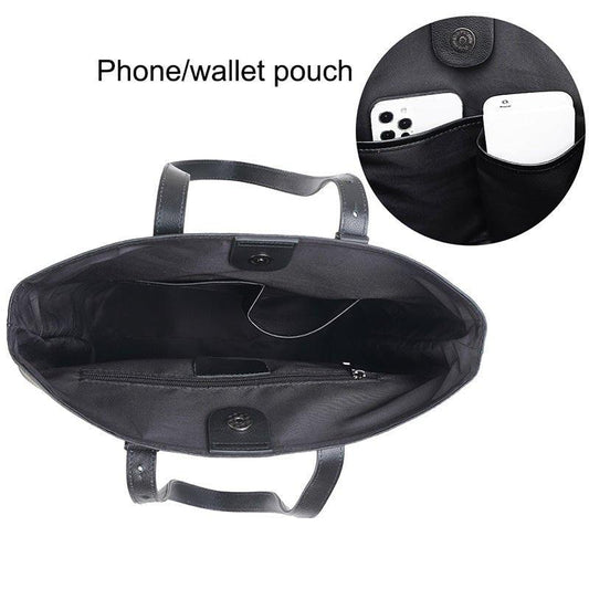 Woosir Black Leather Tote Bag for Women - Woosir