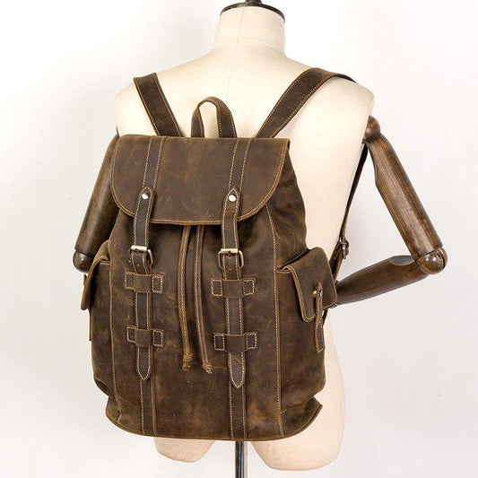 Woosir Brown Backpack Leather for Laptop 17.3 Inch - Woosir