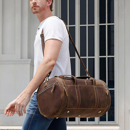 Woosir Brown Leather Barrel Bag - Woosir