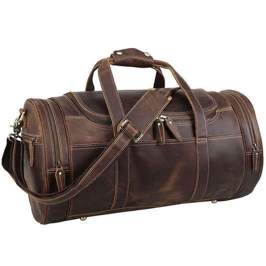 Woosir Brown Leather Barrel Bag - Woosir