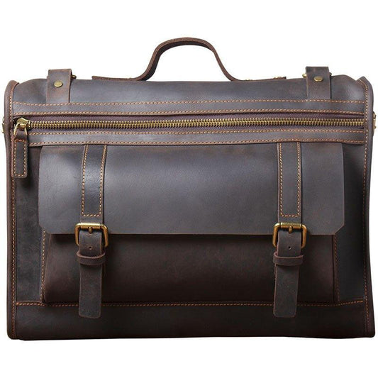 Woosir Brown Leather Computer Bag - Woosir