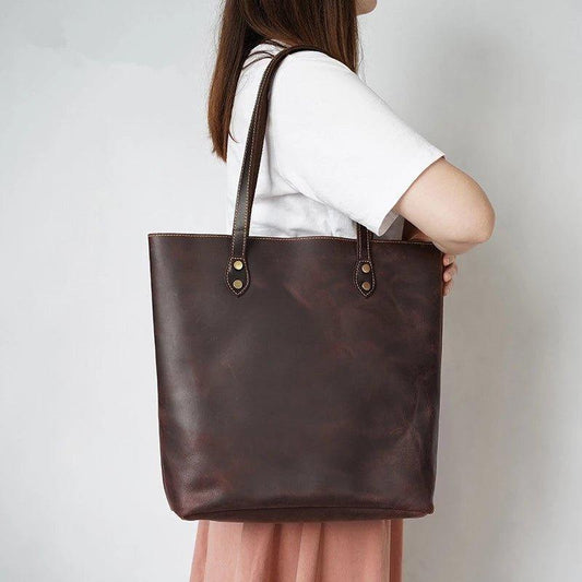 Woosir Brown Women Leather Tote Bag - Woosir