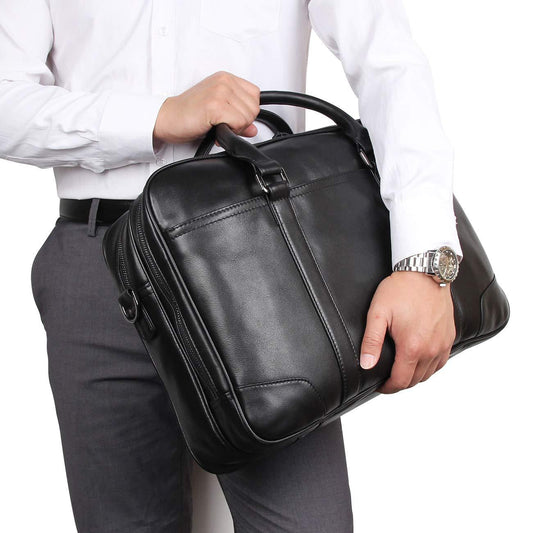 Woosir Business Bag Mens Laptop Briefcase Leather 15.6" - Woosir