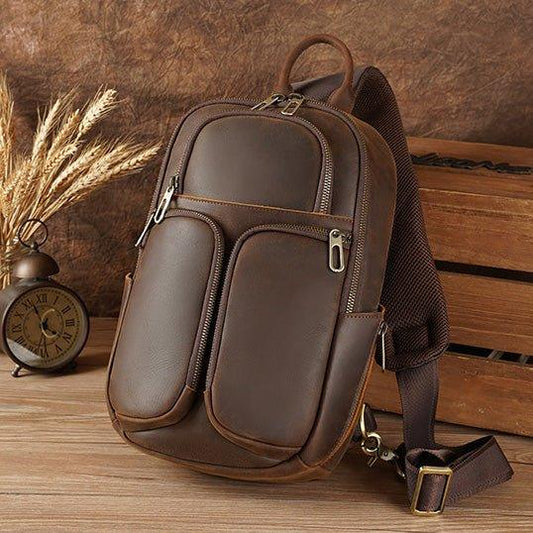 Shoulder Leather Chest Pack Bags - Woosir