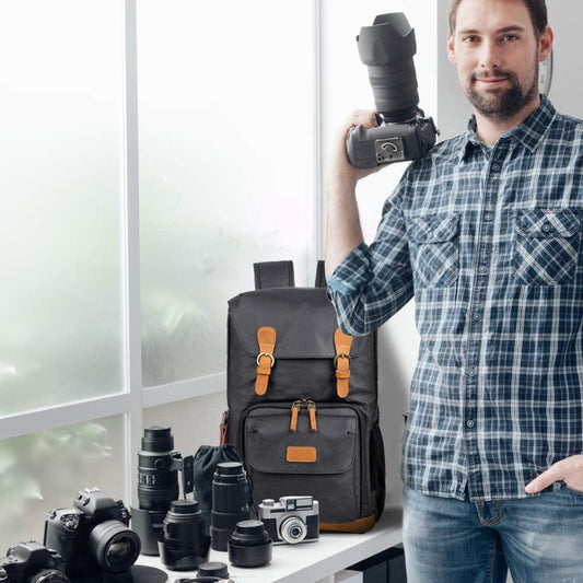 Camera Backpack Canvas with Laptop Compartment - Woosir