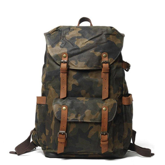 Camo Vintage Canvas Backpacks for School - Woosir