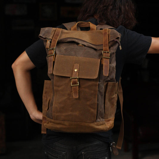 Vintage Canvas Backpack Rucksack Mens - Woosir