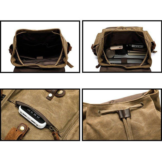 Vintage Canvas Backpack with Laptop Sleeve - Woosir