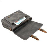 Waxed Canvas Briefcase With Laptop Compartment - Woosir