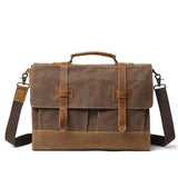 Woosir Canvas Business Briefcase Waxed with Pockets - Woosir