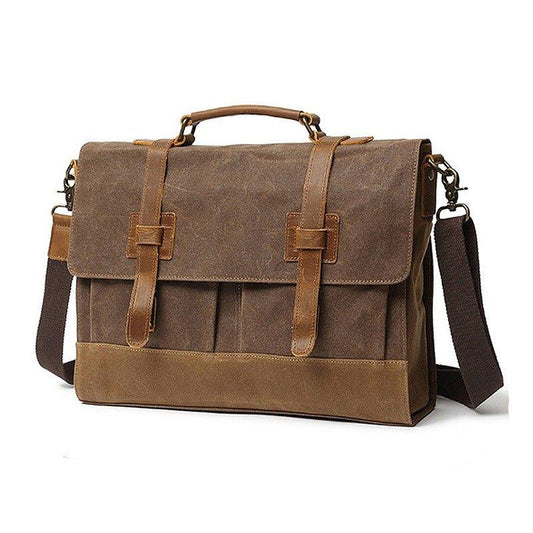 Woosir Canvas Business Briefcase Waxed with Pockets - Woosir