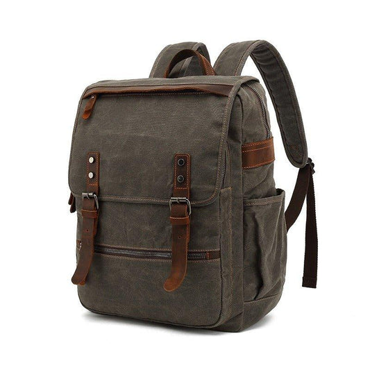 Waxed Canvas Vintage Backpack Laptop for School - Woosir