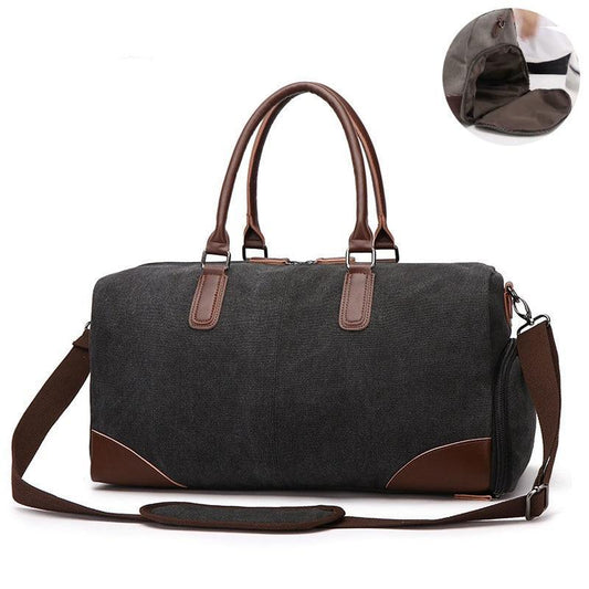 Canvas Duffel Leather Carry On Bag - Woosir
