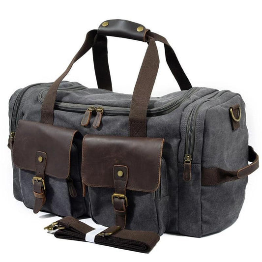 Canvas Duffle Bag Oversized Genuine Leather Bags - Woosir