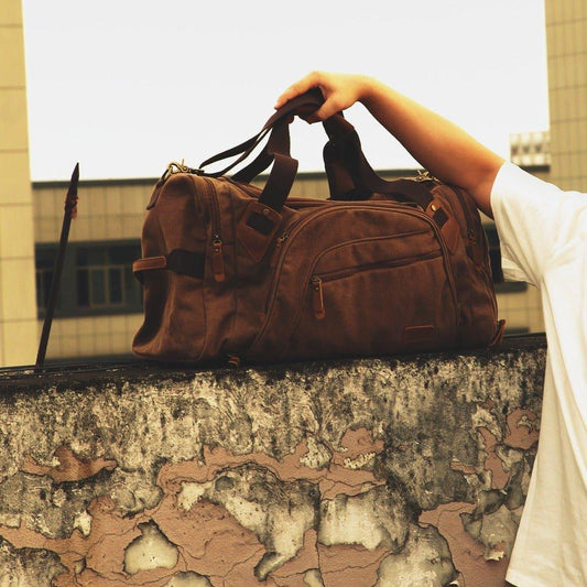Canvas Duffle Bag with Shoe Compartment - Woosir