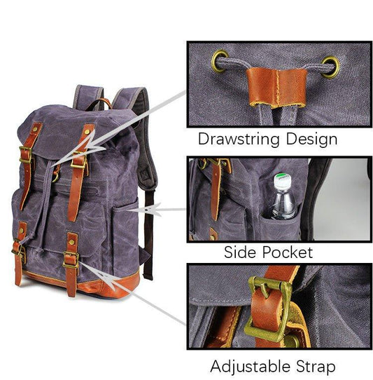 Large Canvas Backpack Vintage with Laptop Sleeve - Woosir