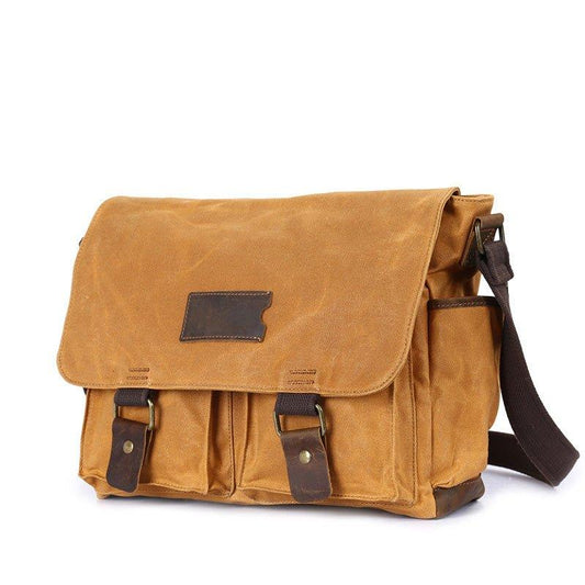 Laptop Waxed Canvas Messenger Bag Mens - Woosir