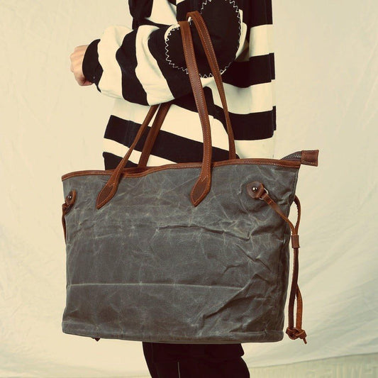 Woosir Canvas Tote Purse Bags with Zipper and Drawstring - Woosir