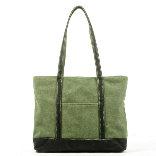 Canvas Tote with Outside Pocket - Woosir