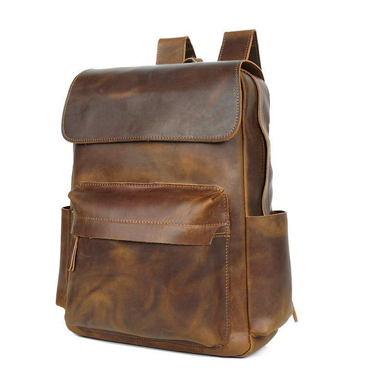 Mens Vintage Leather Backpack for Work - Woosir